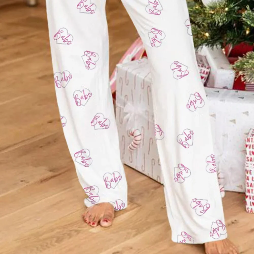 Babe Baggy Soft & Thick Elastic Wait PJ Pants & T Shirt Premium 2 pc Lounge Set - Picture 3 of 8